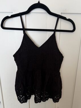 Kiwi & Punch Miami Black Eyelet Tank Top Babydoll Size Medium NWT Boho